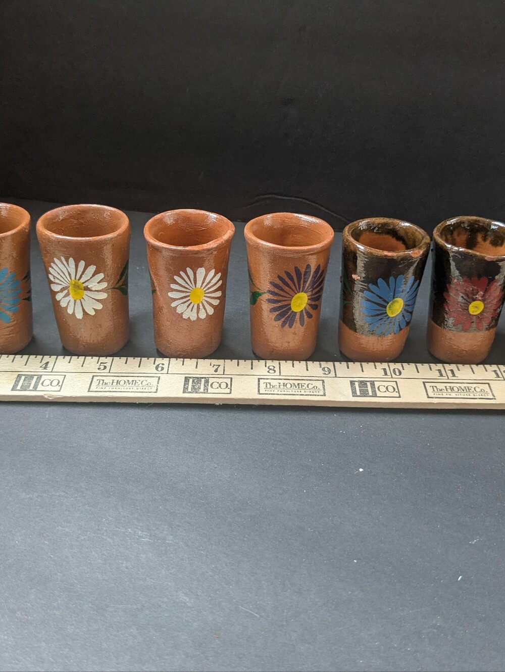 Mexican Hand painted  Shot Glasses terracotta